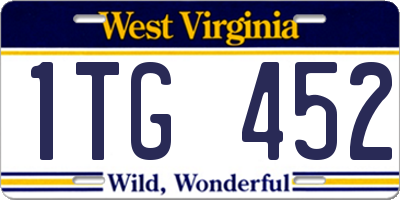 WV license plate 1TG452