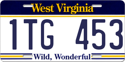 WV license plate 1TG453
