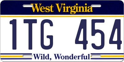 WV license plate 1TG454