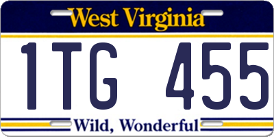 WV license plate 1TG455