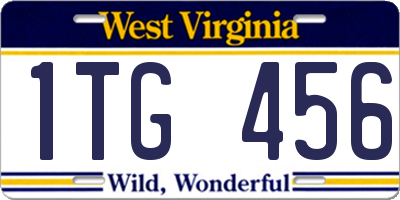 WV license plate 1TG456