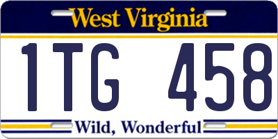 WV license plate 1TG458