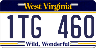 WV license plate 1TG460