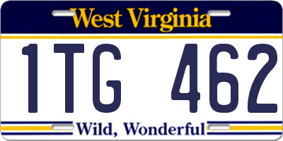 WV license plate 1TG462
