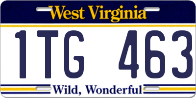 WV license plate 1TG463
