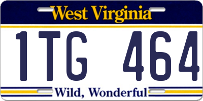 WV license plate 1TG464