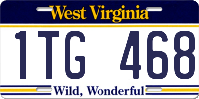 WV license plate 1TG468