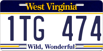 WV license plate 1TG474