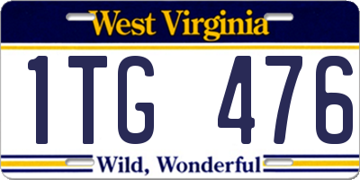 WV license plate 1TG476