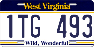 WV license plate 1TG493