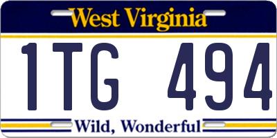 WV license plate 1TG494