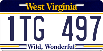 WV license plate 1TG497