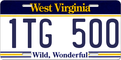 WV license plate 1TG500