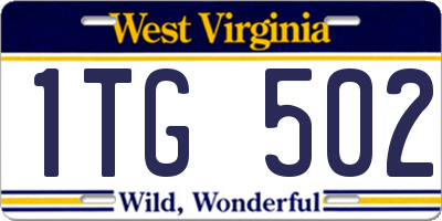 WV license plate 1TG502