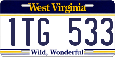 WV license plate 1TG533