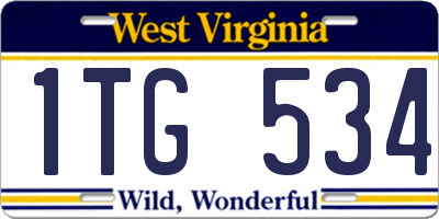 WV license plate 1TG534