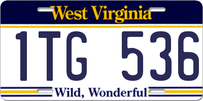 WV license plate 1TG536