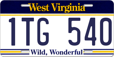 WV license plate 1TG540