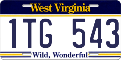 WV license plate 1TG543