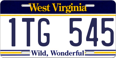 WV license plate 1TG545