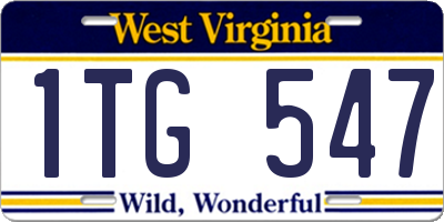 WV license plate 1TG547