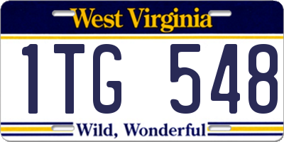 WV license plate 1TG548
