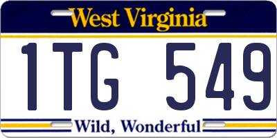 WV license plate 1TG549