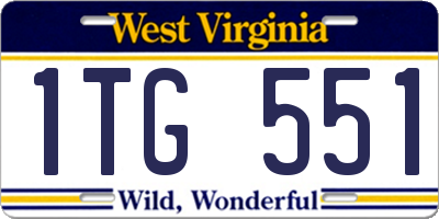 WV license plate 1TG551