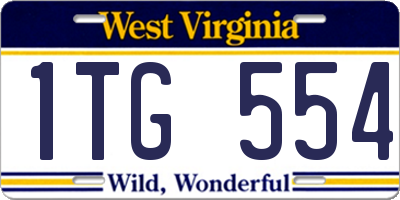 WV license plate 1TG554