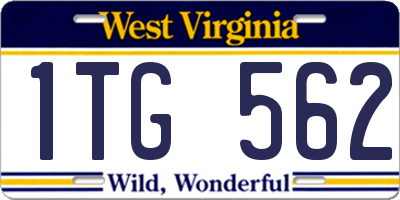 WV license plate 1TG562