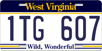 WV license plate 1TG607