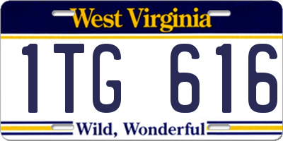WV license plate 1TG616