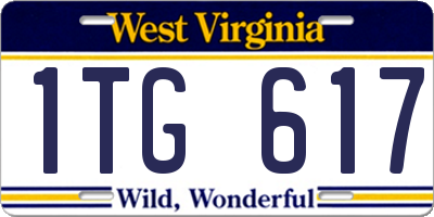WV license plate 1TG617