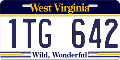 WV license plate 1TG642
