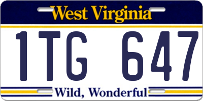 WV license plate 1TG647