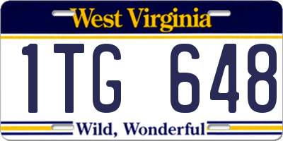 WV license plate 1TG648