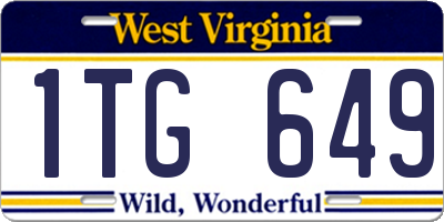 WV license plate 1TG649