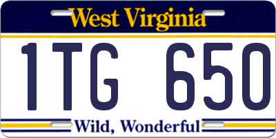 WV license plate 1TG650