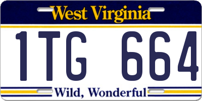 WV license plate 1TG664