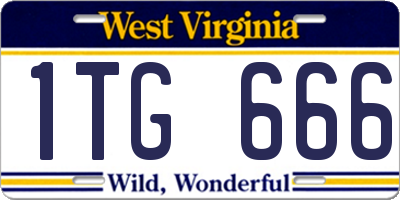 WV license plate 1TG666
