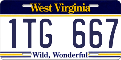 WV license plate 1TG667