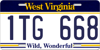 WV license plate 1TG668