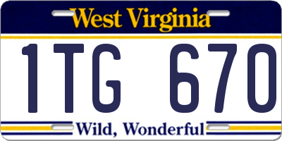 WV license plate 1TG670