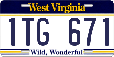 WV license plate 1TG671