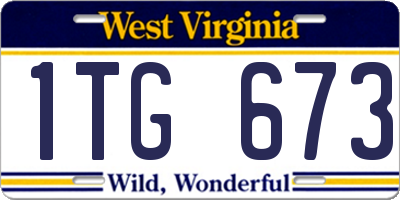 WV license plate 1TG673