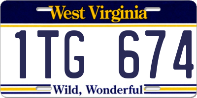 WV license plate 1TG674