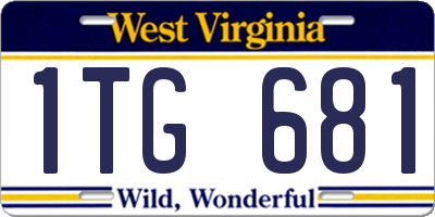 WV license plate 1TG681