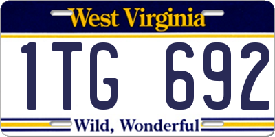 WV license plate 1TG692