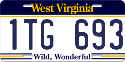 WV license plate 1TG693