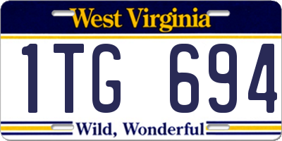 WV license plate 1TG694